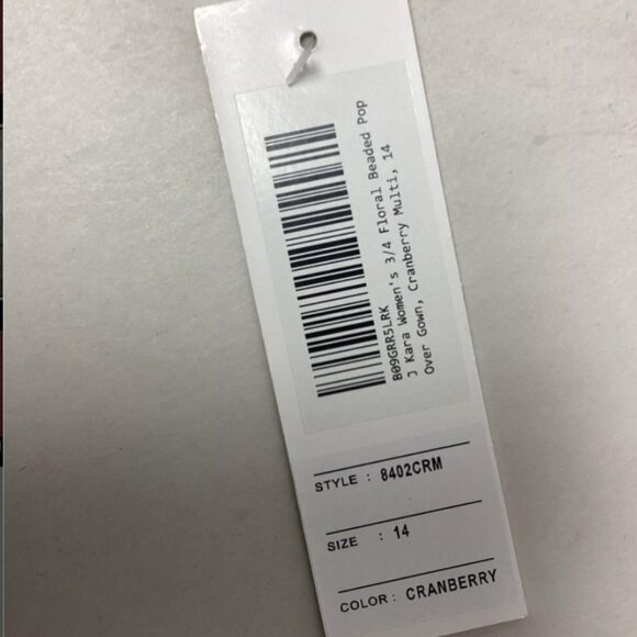 NWT J Kara Womens 3/4 Floral Beaded Pop Over Gown, 14 - Picture 9 of 9